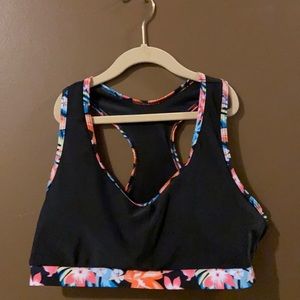 Black and Floral Bikini Top